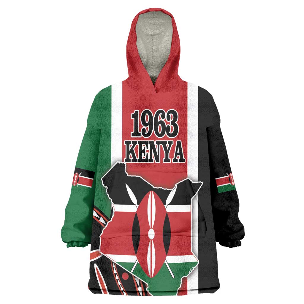 Personalized Jamhuri Day Wearable Blanket Hoodie Kenya Map With African Shield LT18