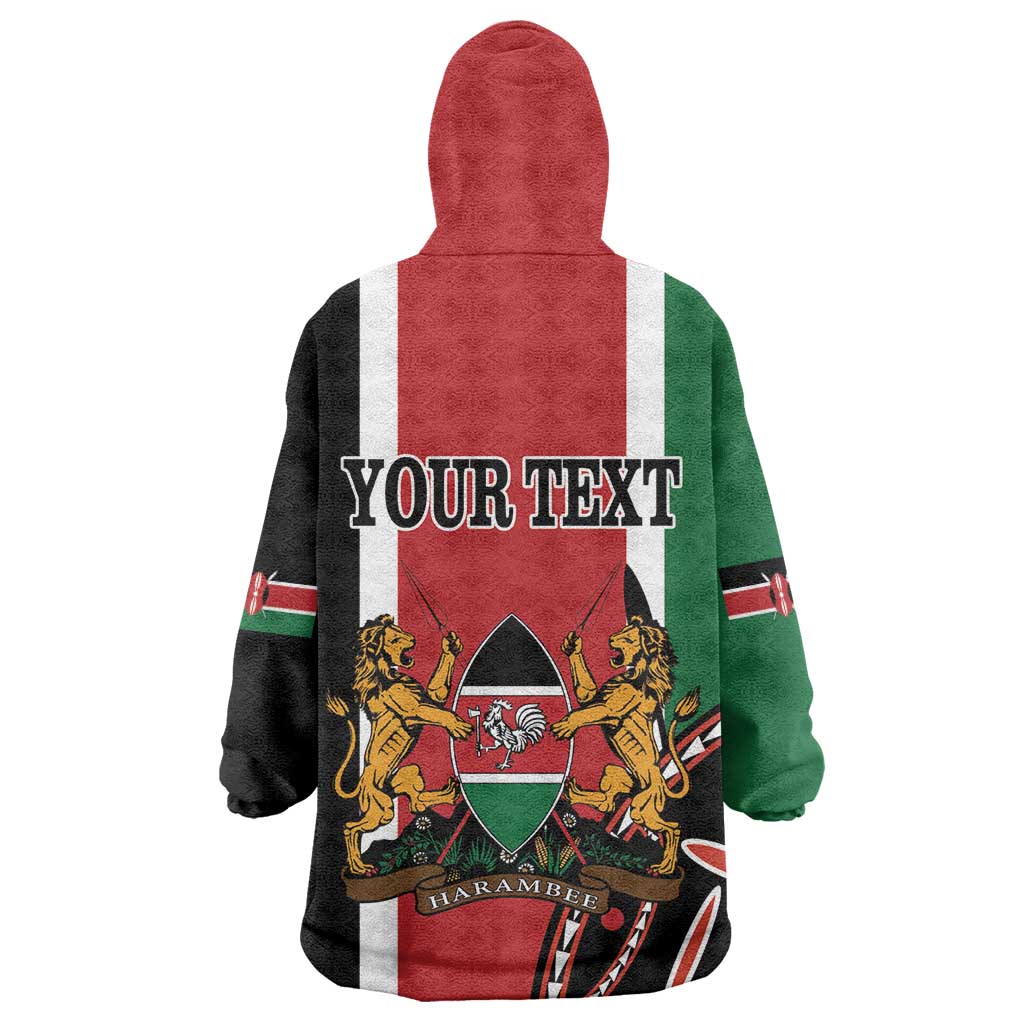 Personalized Jamhuri Day Wearable Blanket Hoodie Kenya Map With African Shield LT18