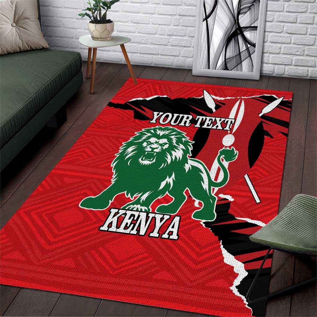 Personalized Jamhuri Day 1963 Area Rug Angry Lion With African Shield LT18