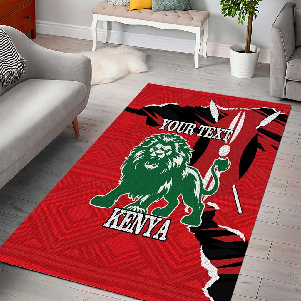 Personalized Jamhuri Day 1963 Area Rug Angry Lion With African Shield LT18