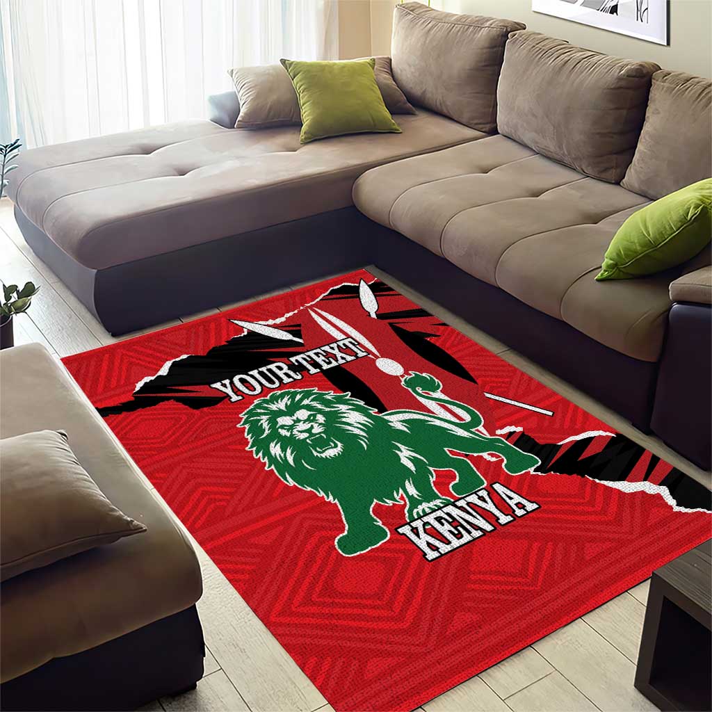 Personalized Jamhuri Day 1963 Area Rug Angry Lion With African Shield LT18