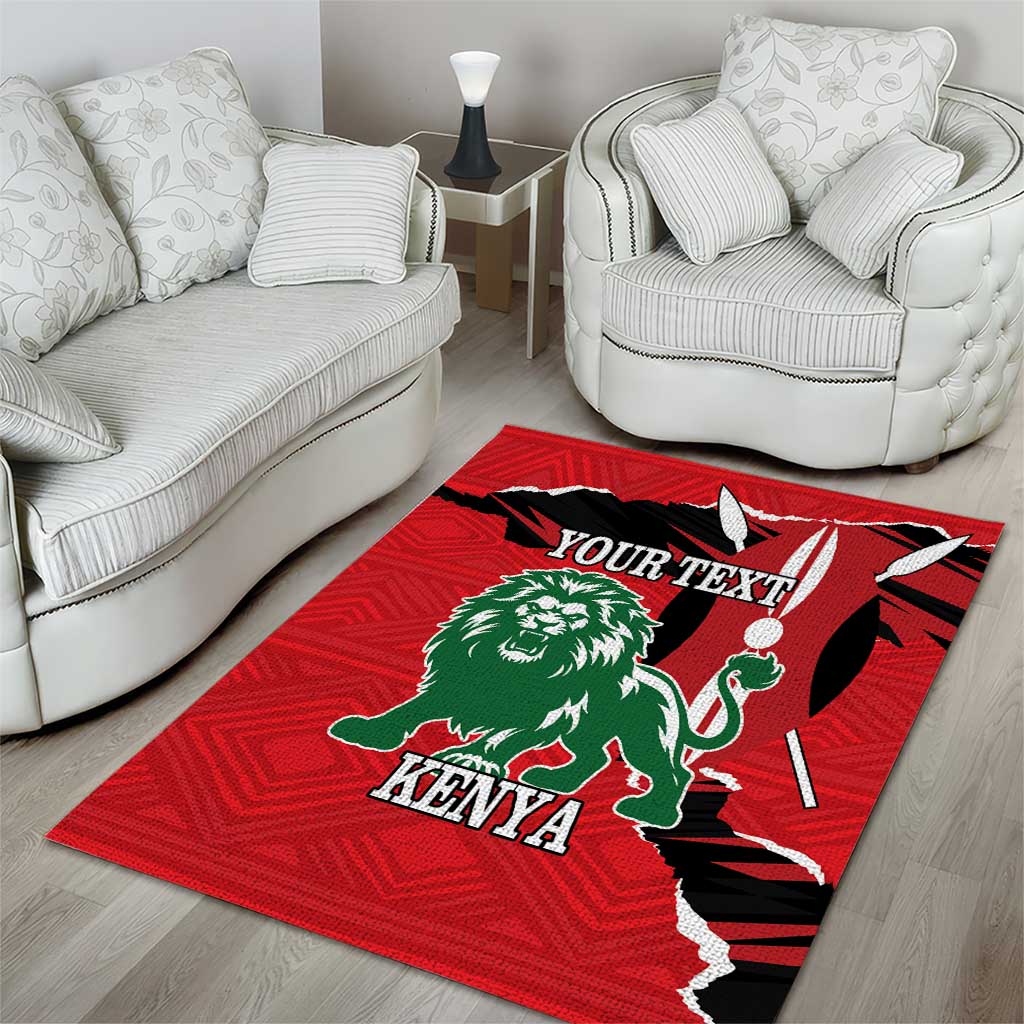 Personalized Jamhuri Day 1963 Area Rug Angry Lion With African Shield LT18