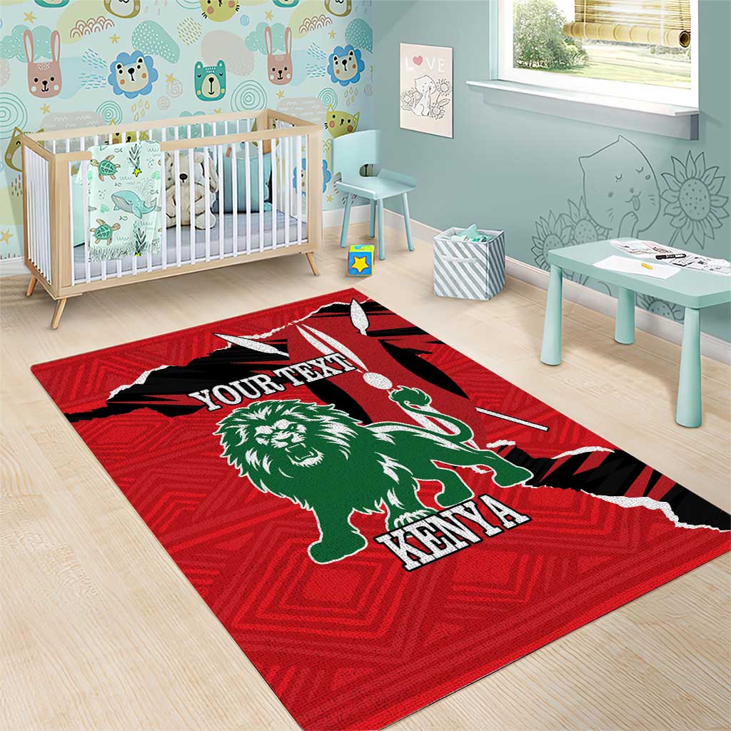 Personalized Jamhuri Day 1963 Area Rug Angry Lion With African Shield LT18