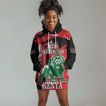 Personalized Jamhuri Day 1963 Hoodie Dress Angry Lion With African Shield LT18