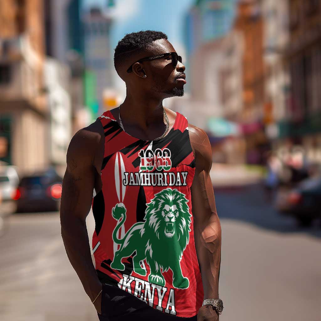 Personalized Jamhuri Day 1963 Men Tank Top Angry Lion With African Shield LT18