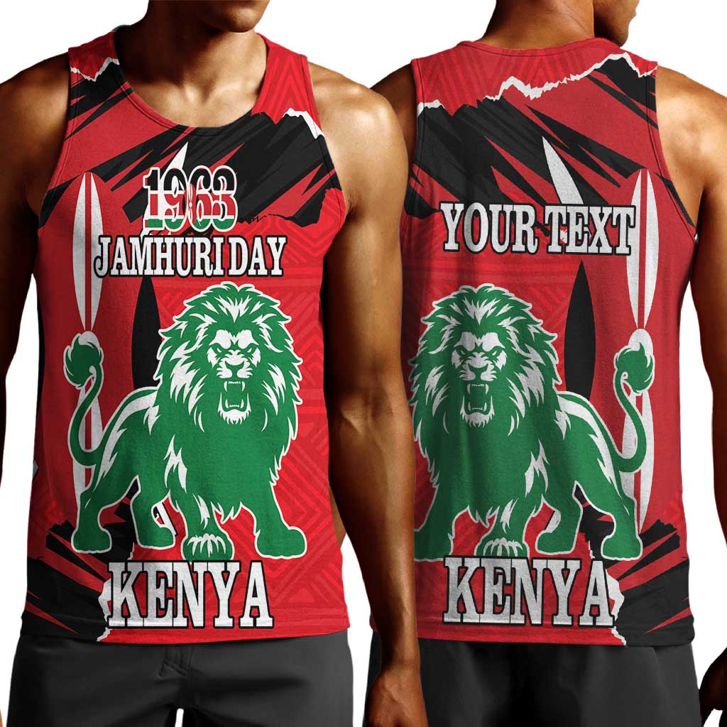 Personalized Jamhuri Day 1963 Men Tank Top Angry Lion With African Shield LT18