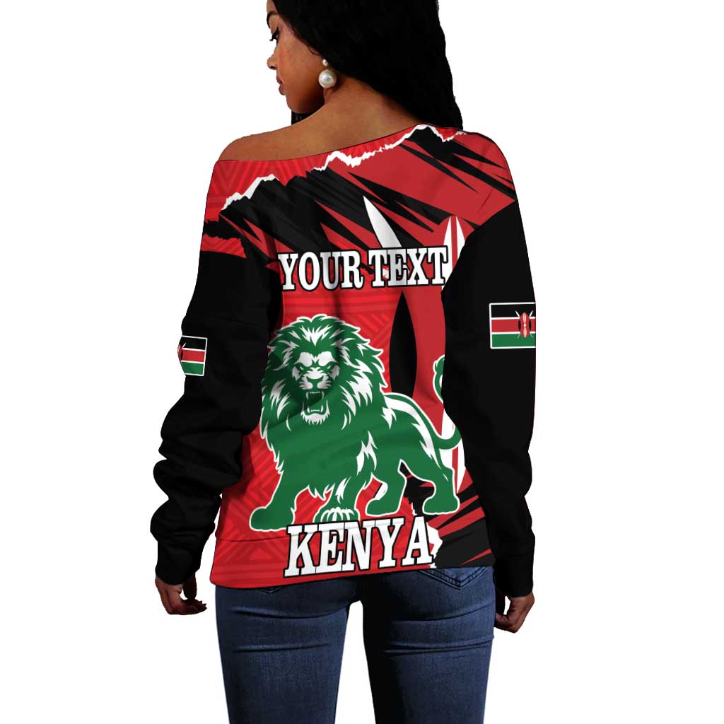Personalized Jamhuri Day 1963 Off Shoulder Sweater Angry Lion With African Shield LT18
