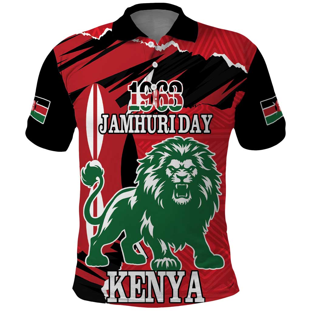 Personalized Kenya Independence Day Polo Shirt Angry Lion - Happy Jamhuri Day 1963 LT18