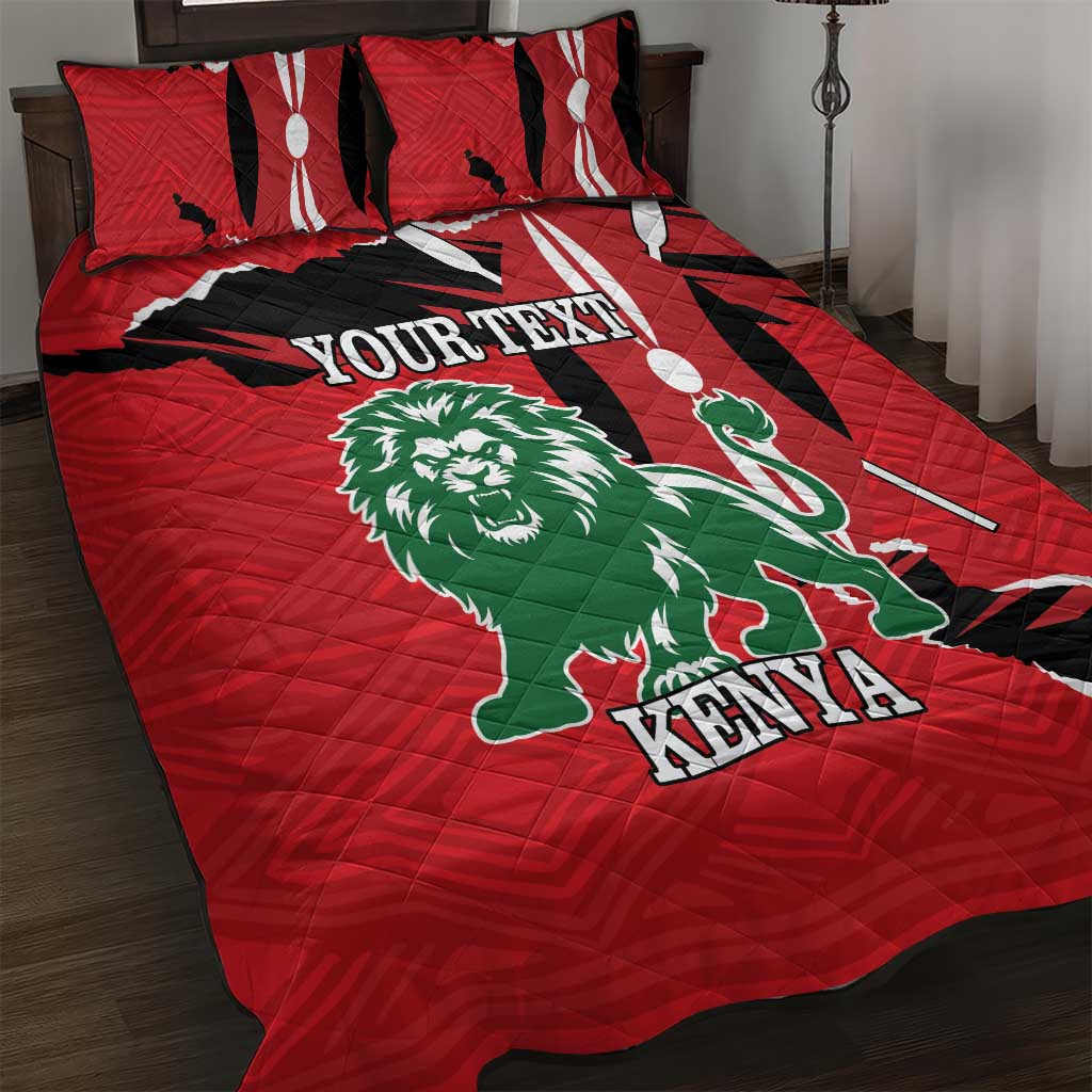 Personalized Jamhuri Day 1963 Quilt Bed Set Angry Lion With African Shield LT18