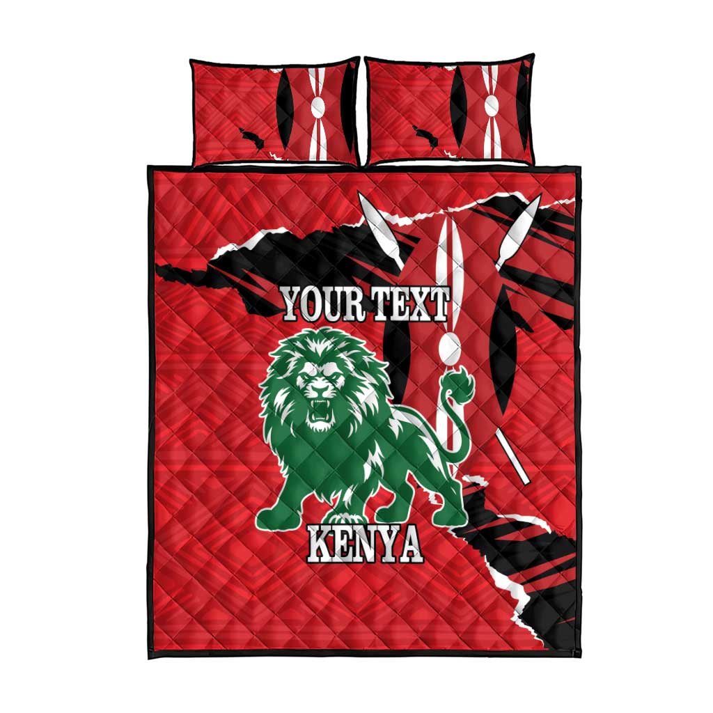 Personalized Jamhuri Day 1963 Quilt Bed Set Angry Lion With African Shield LT18