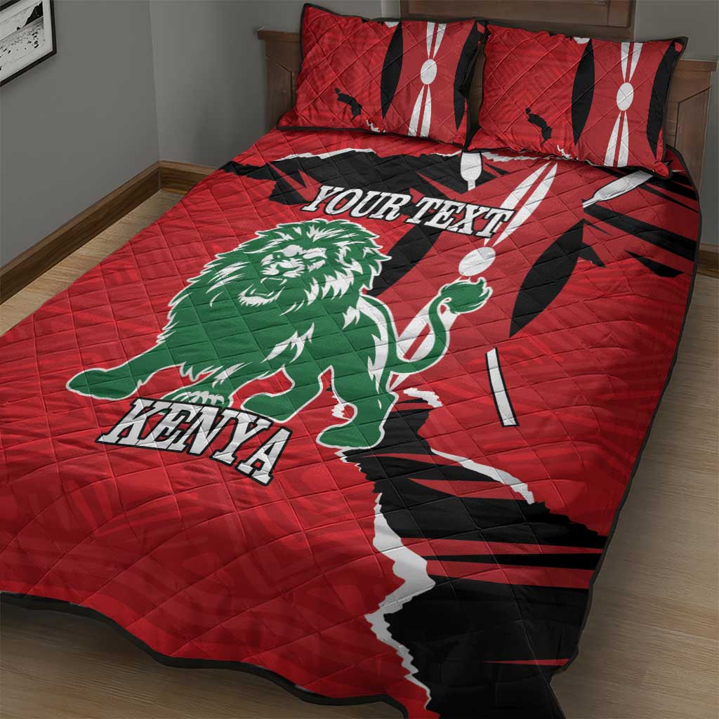 Personalized Jamhuri Day 1963 Quilt Bed Set Angry Lion With African Shield LT18