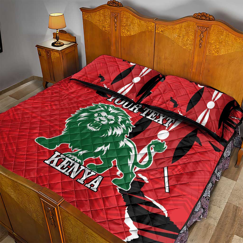 Personalized Jamhuri Day 1963 Quilt Bed Set Angry Lion With African Shield LT18