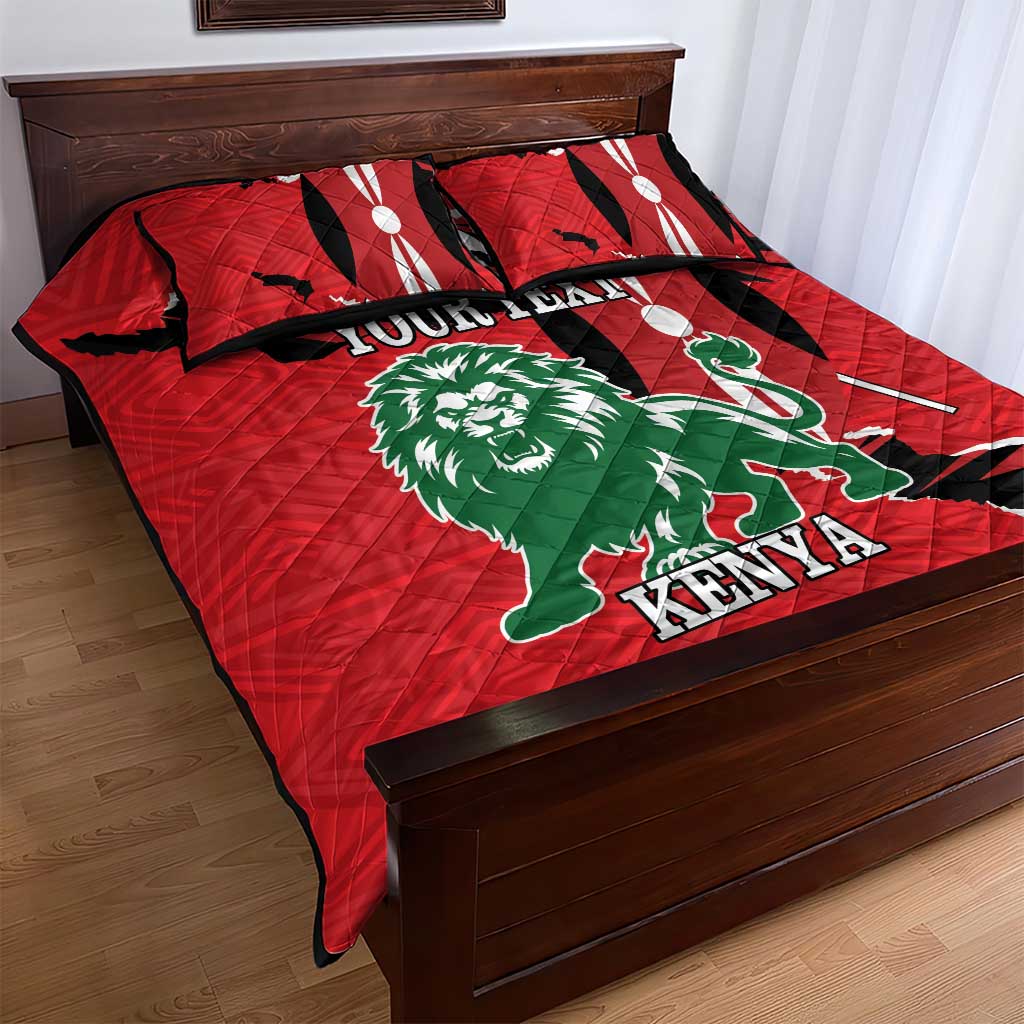 Personalized Jamhuri Day 1963 Quilt Bed Set Angry Lion With African Shield LT18