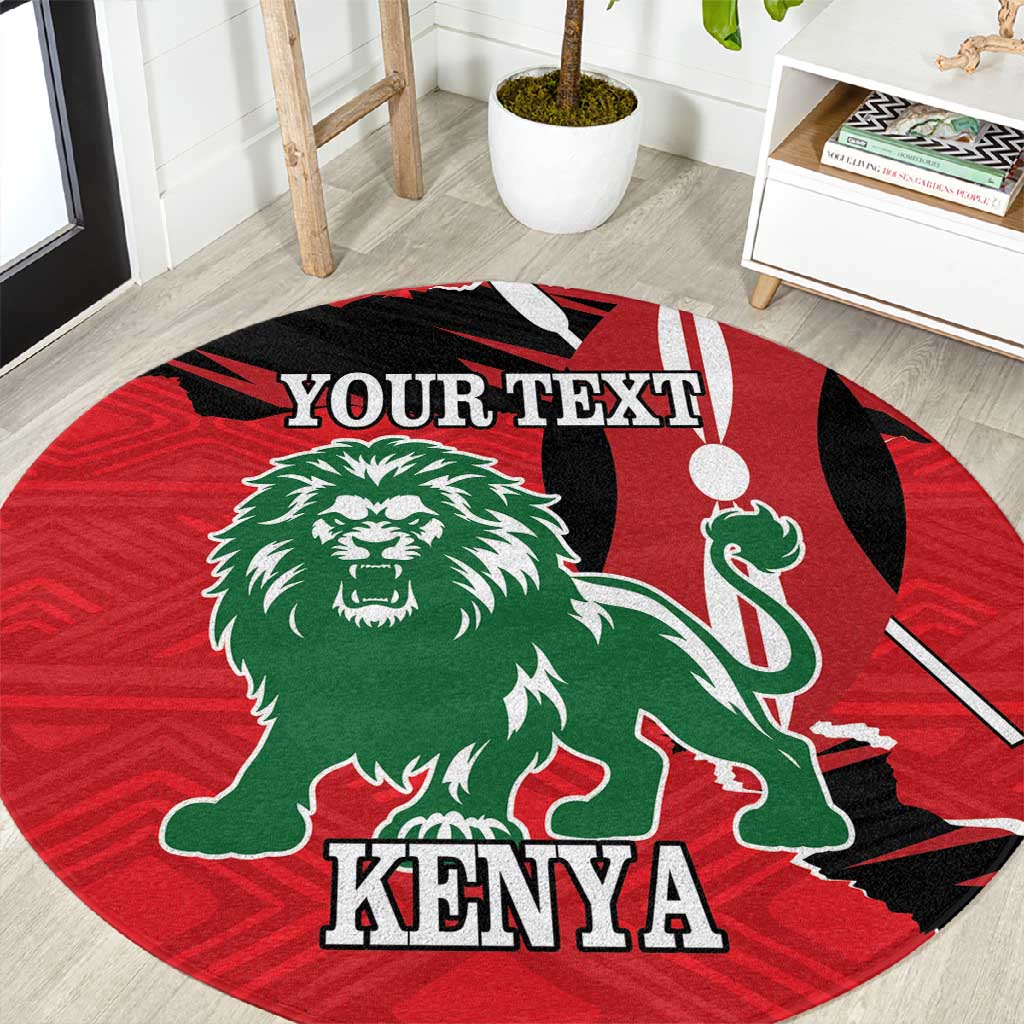 Personalized Jamhuri Day 1963 Round Carpet Angry Lion With African Shield LT18