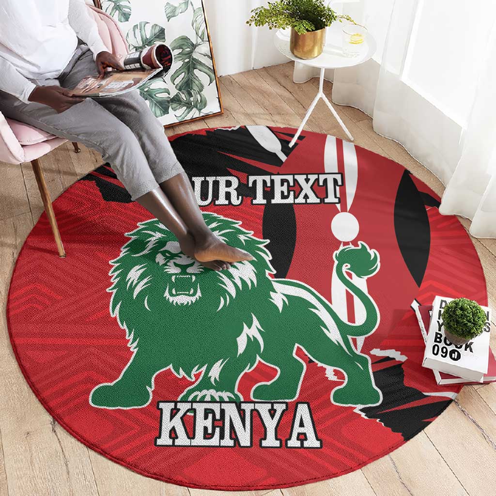 Personalized Jamhuri Day 1963 Round Carpet Angry Lion With African Shield LT18