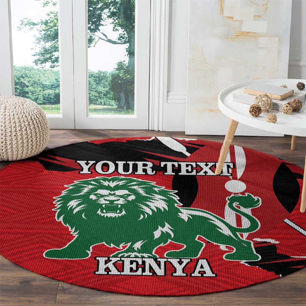 Personalized Jamhuri Day 1963 Round Carpet Angry Lion With African Shield LT18