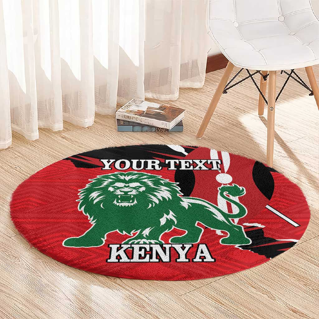 Personalized Jamhuri Day 1963 Round Carpet Angry Lion With African Shield LT18