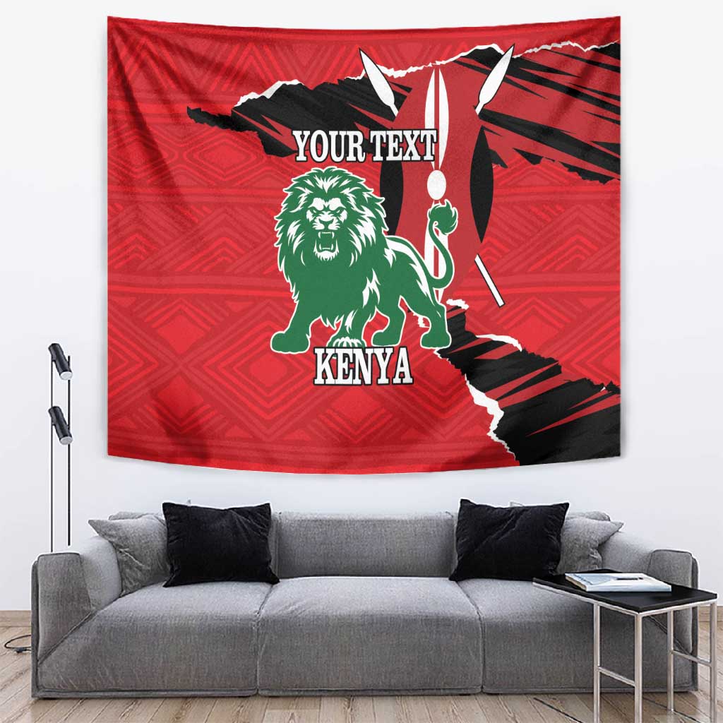 Personalized Jamhuri Day 1963 Tapestry Angry Lion With African Shield LT18
