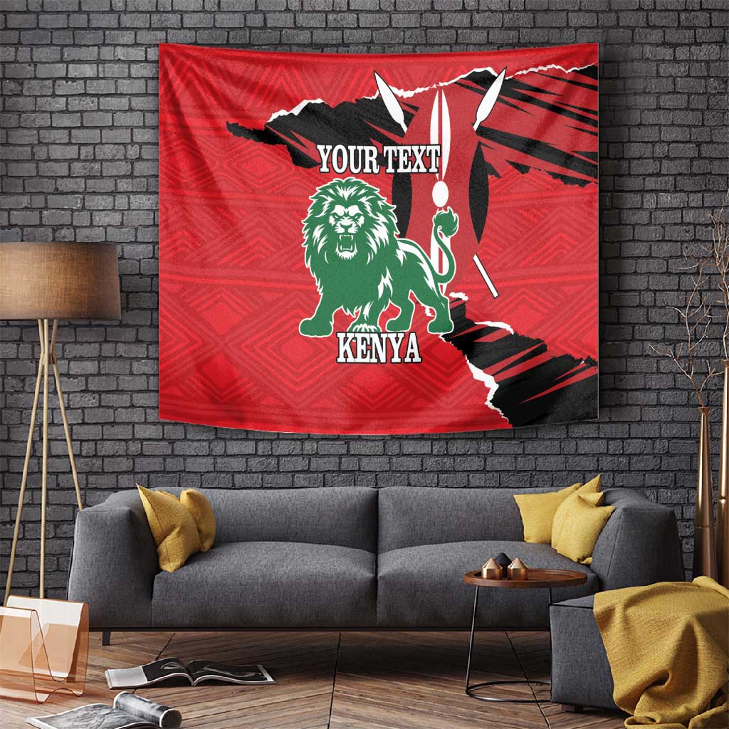 Personalized Jamhuri Day 1963 Tapestry Angry Lion With African Shield LT18