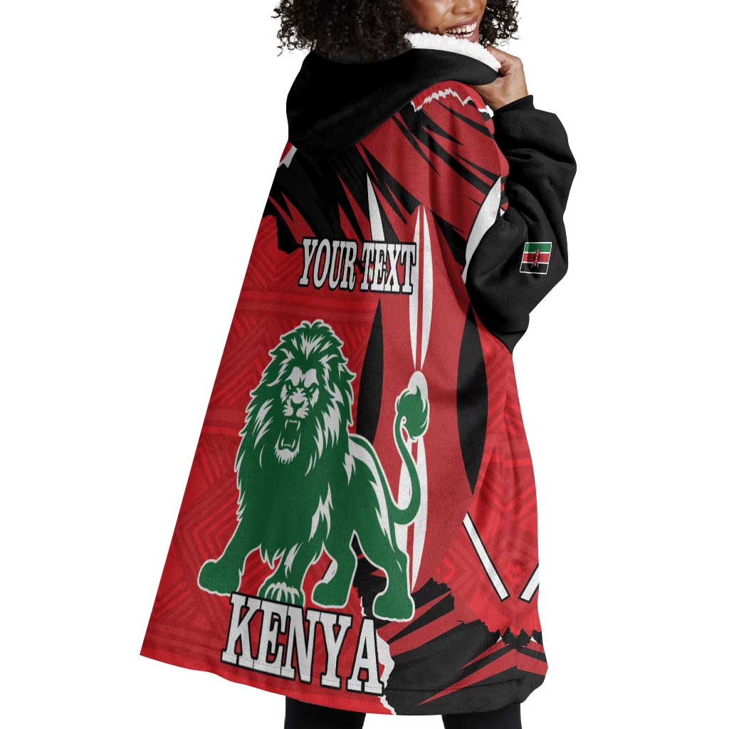 Personalized Jamhuri Day 1963 Wearable Blanket Hoodie Angry Lion With African Shield LT18