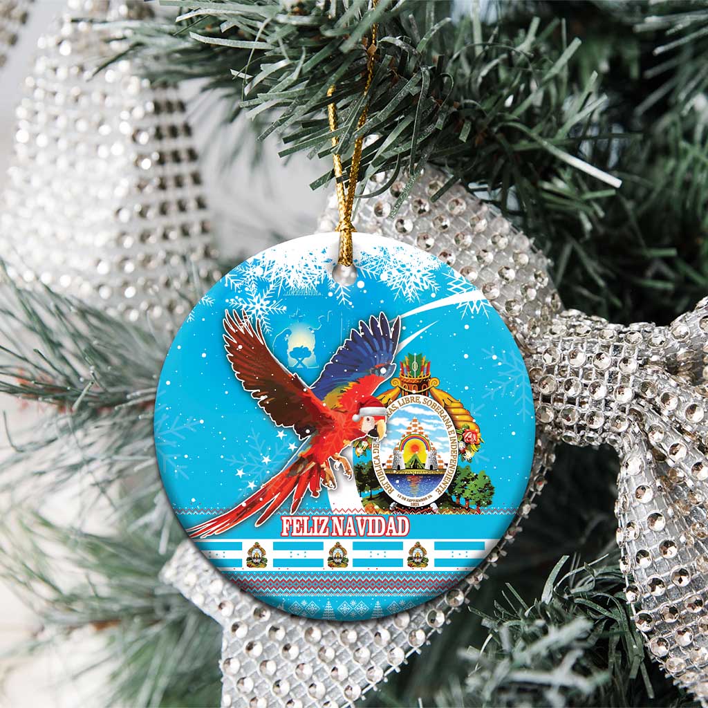 Honduras Christmas Ceramic Ornament Scarlet Macaw Feliz Navidad LT18