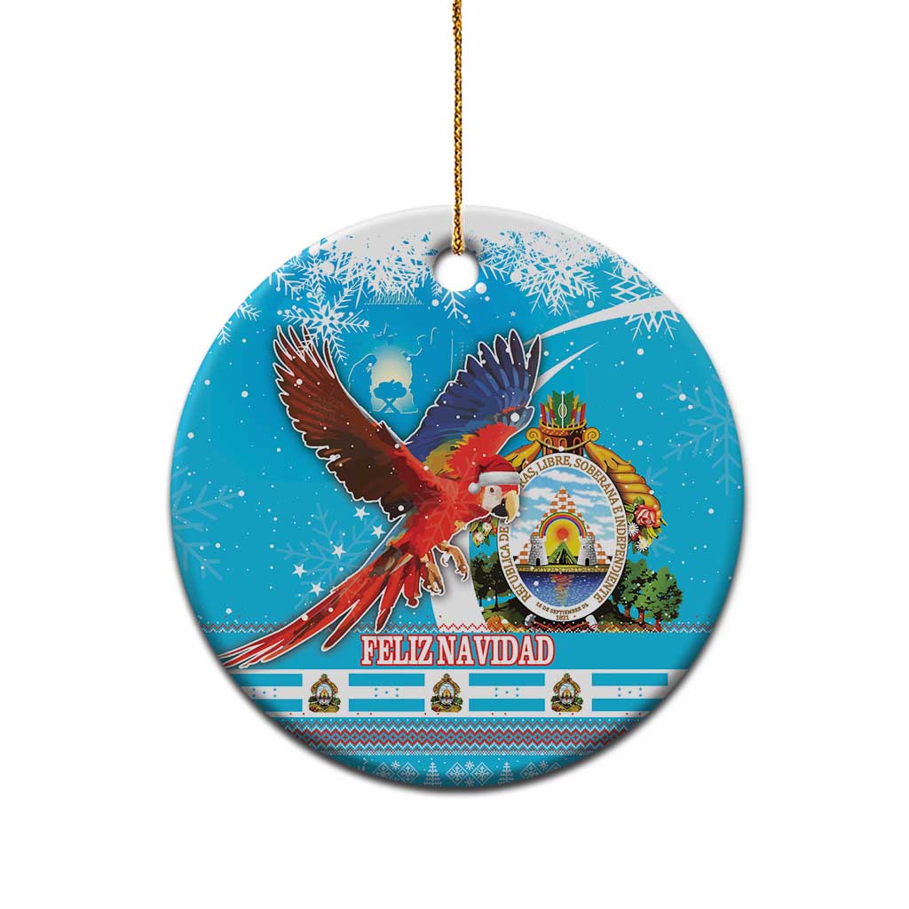 Honduras Christmas Ceramic Ornament Scarlet Macaw Feliz Navidad LT18