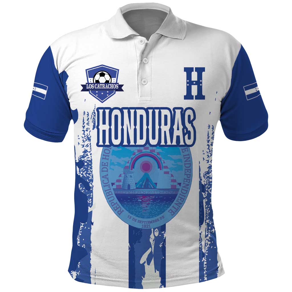 Custom Honduras Football Polo Shirt Los Catrachos Grunge Style LT18