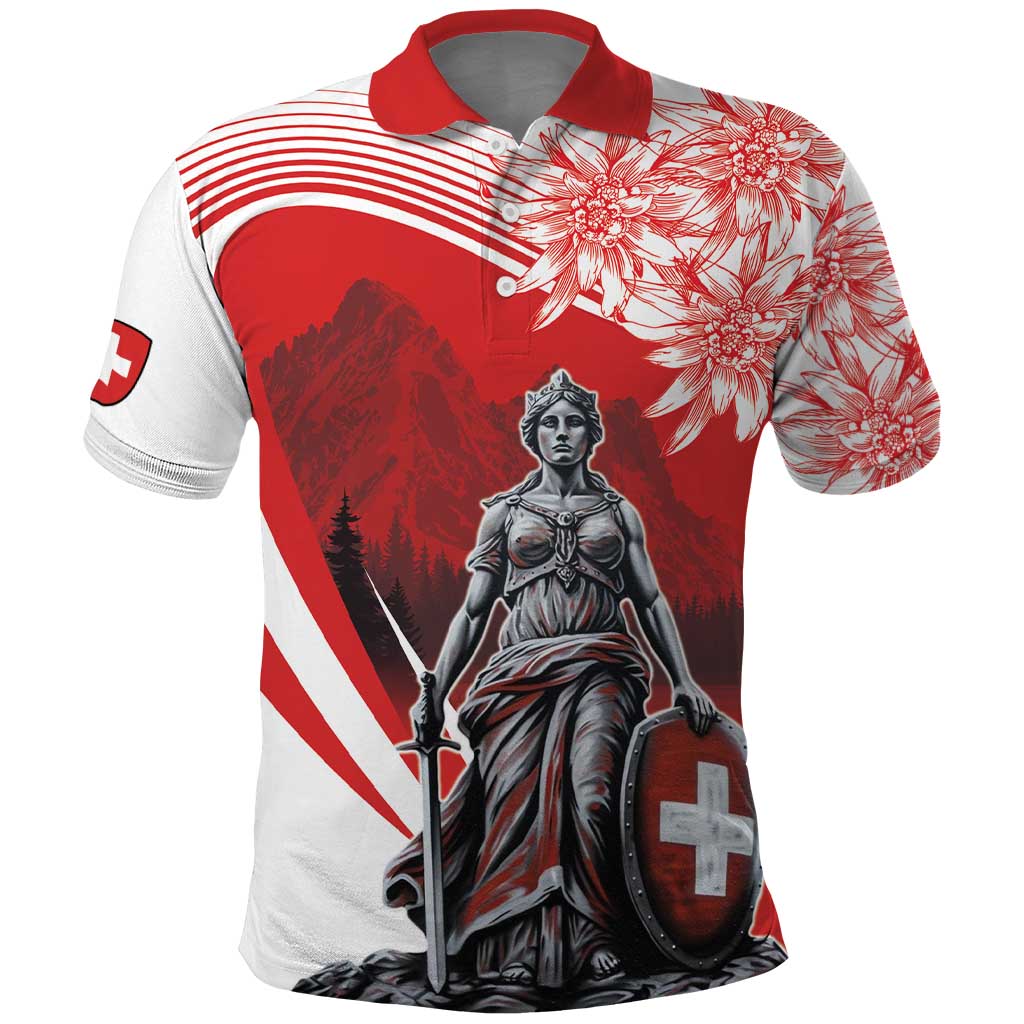 Switzerland Swiss National Day Polo Shirt Helvetia Matterhorn LT18