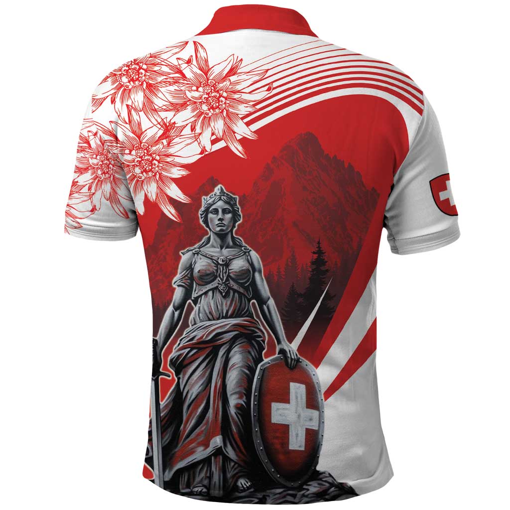 Switzerland Swiss National Day Polo Shirt Helvetia Matterhorn LT18