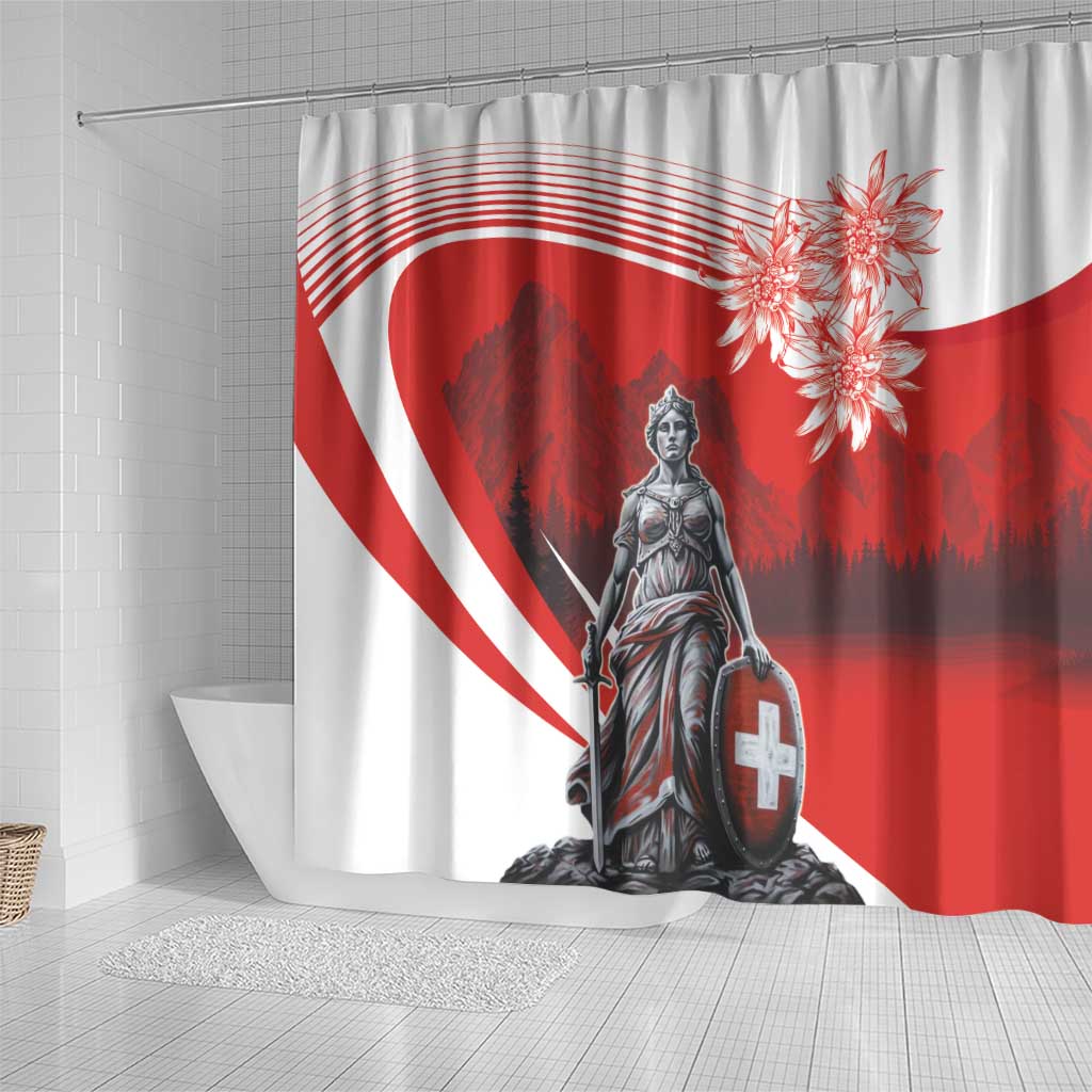 Switzerland Swiss National Day Shower Curtain Helvetia Matterhorn LT18