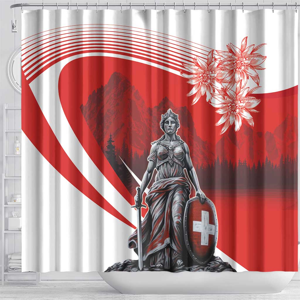 Switzerland Swiss National Day Shower Curtain Helvetia Matterhorn LT18
