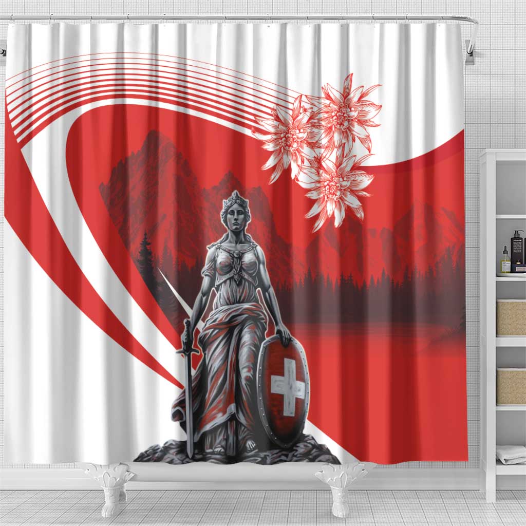 Switzerland Swiss National Day Shower Curtain Helvetia Matterhorn LT18