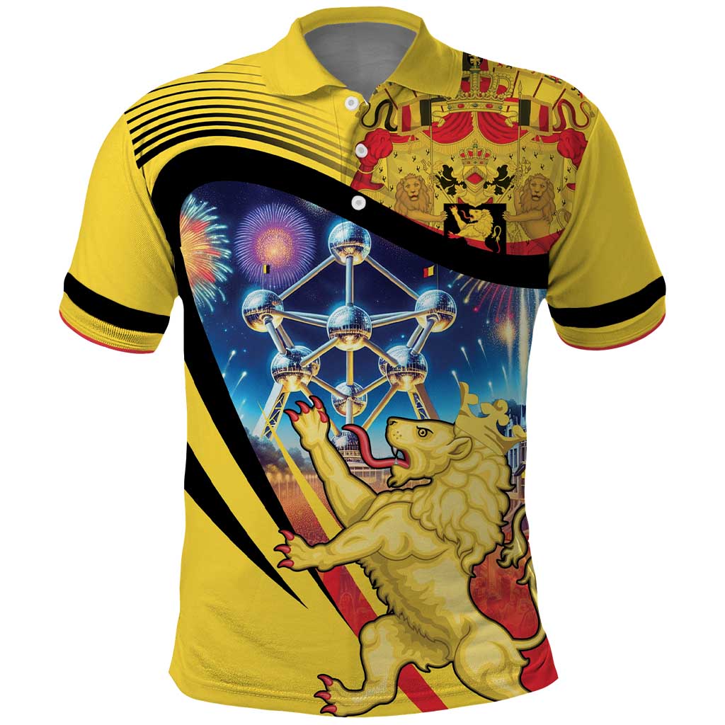 Belgium National Day Polo Shirt Atomium Leo Belgicus LT18