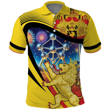 Belgium National Day Polo Shirt Atomium Leo Belgicus LT18