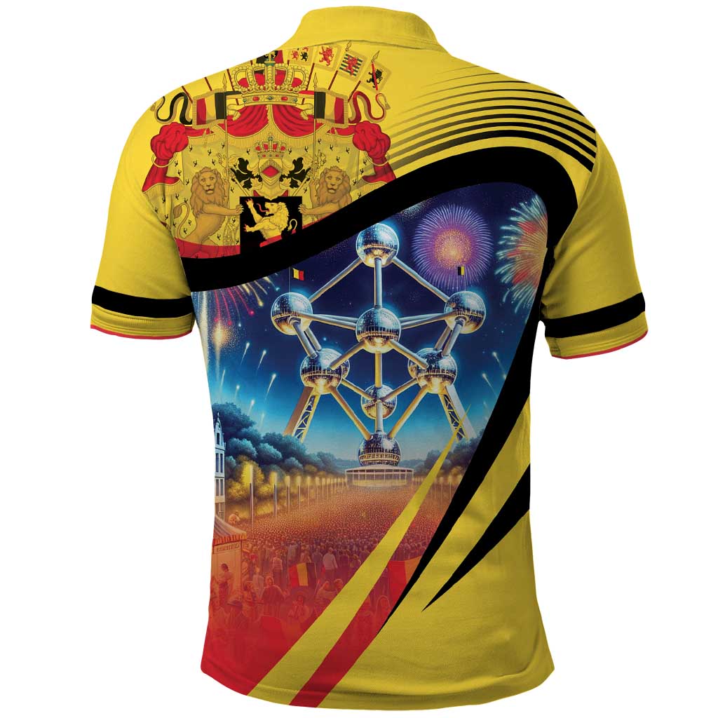 Belgium National Day Polo Shirt Atomium Leo Belgicus LT18