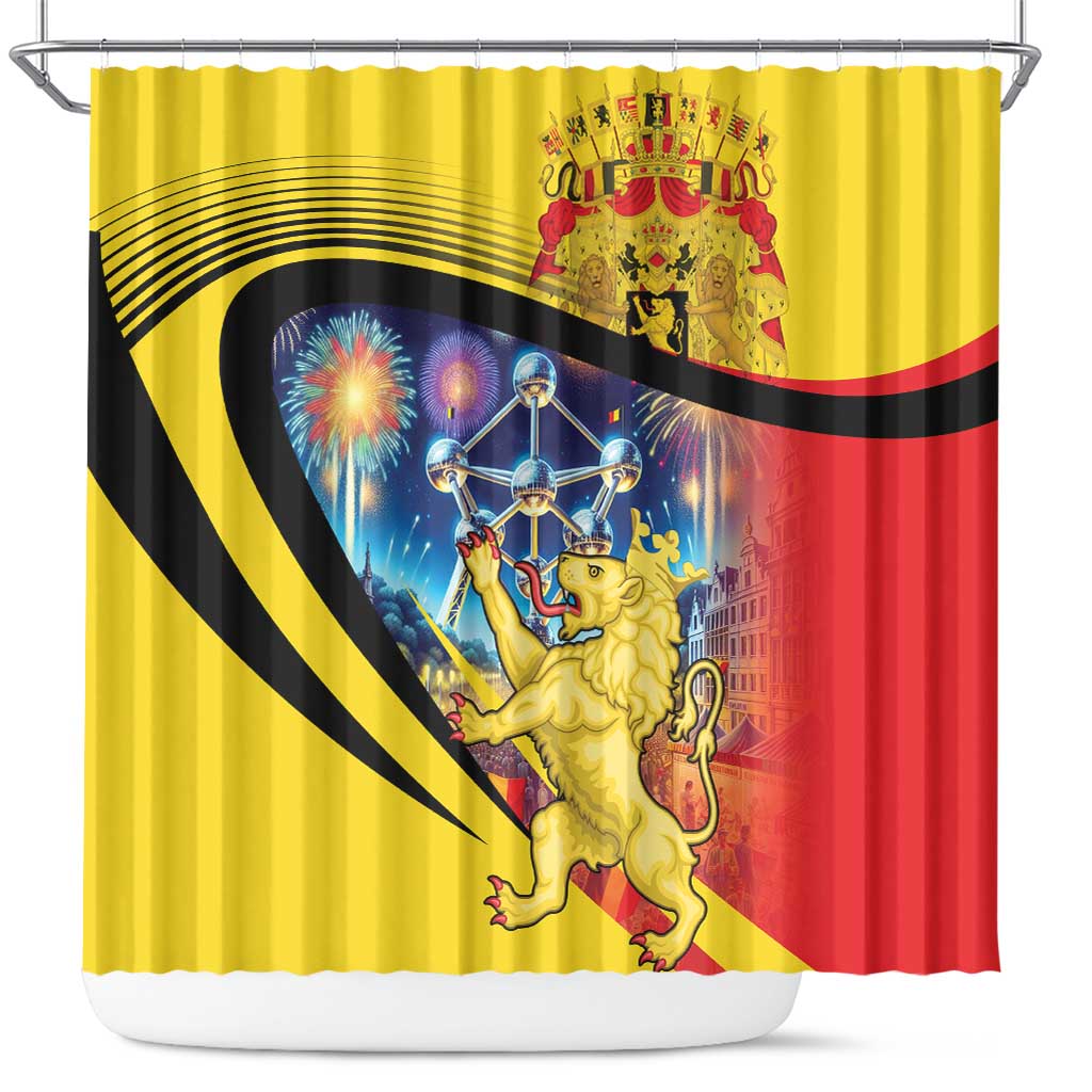 Belgium National Day Shower Curtain Atomium Leo Belgicus LT18