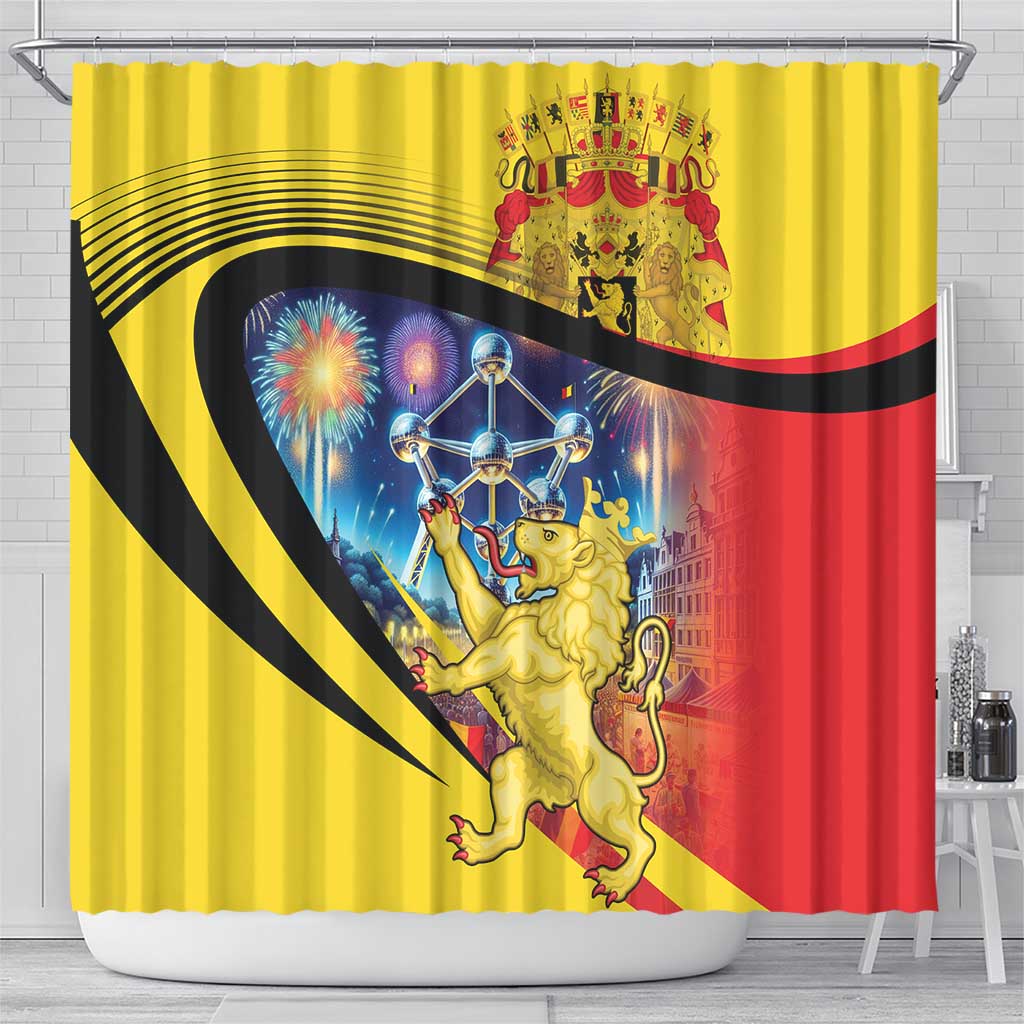 Belgium National Day Shower Curtain Atomium Leo Belgicus LT18