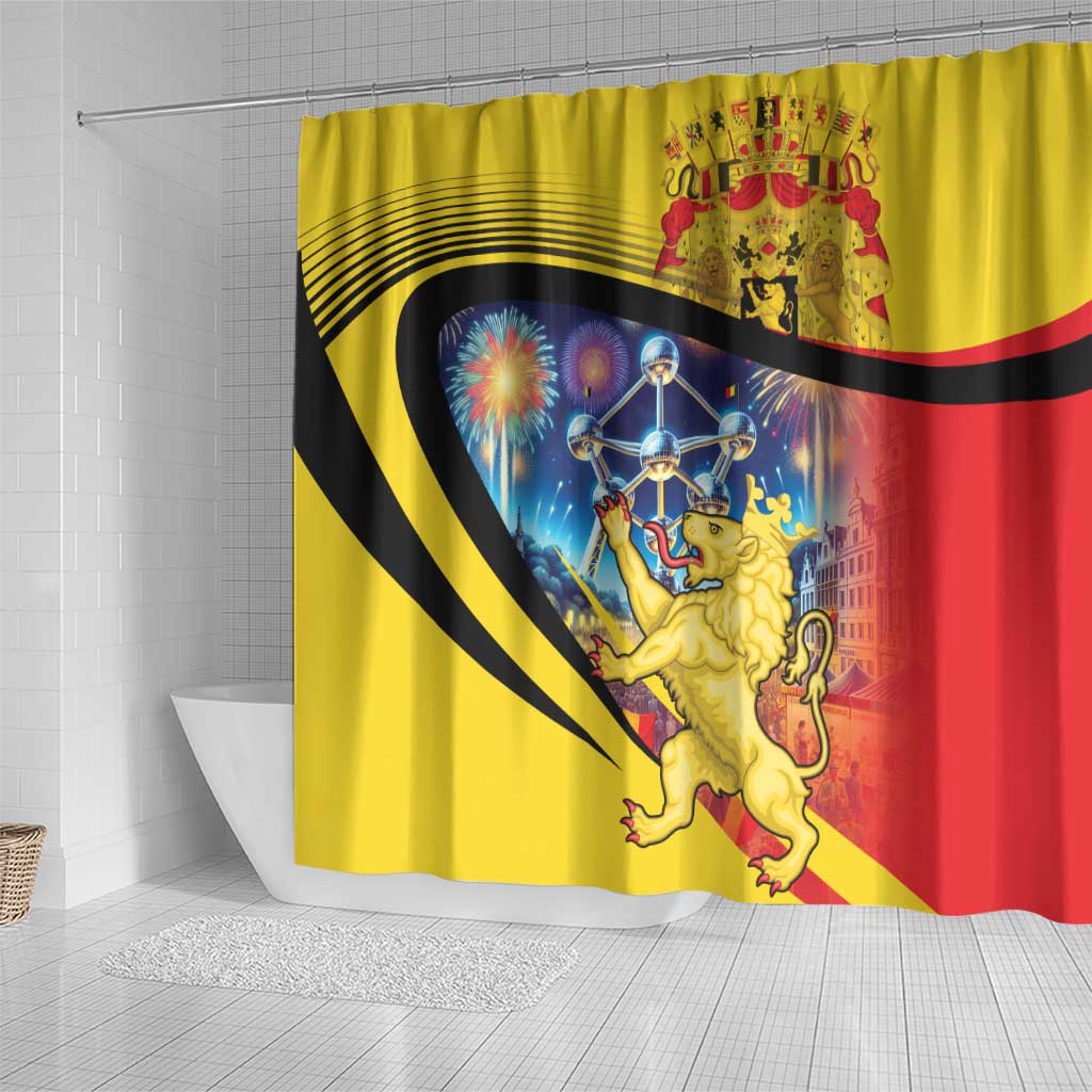 Belgium National Day Shower Curtain Atomium Leo Belgicus LT18