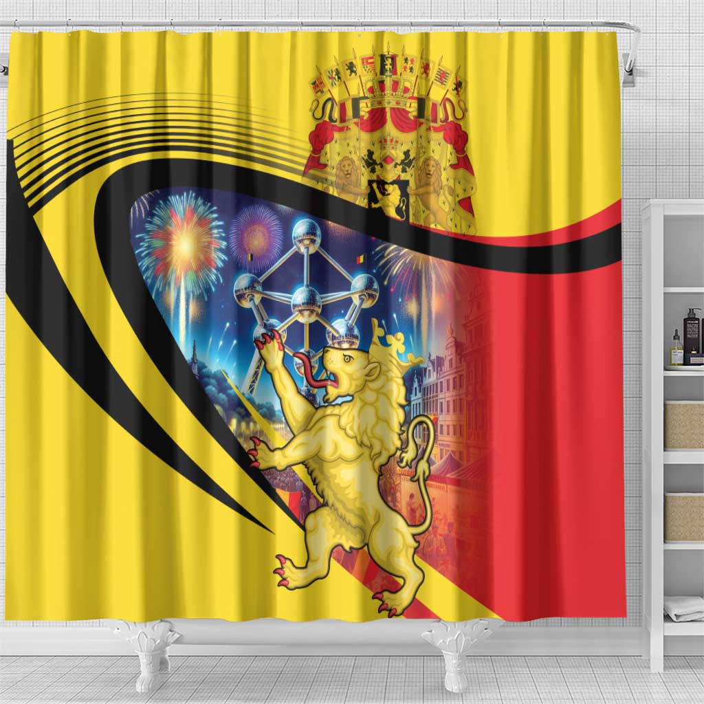 Belgium National Day Shower Curtain Atomium Leo Belgicus LT18