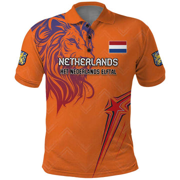 Custom Netherlands Football Polo Shirt Oranje Lion LT18