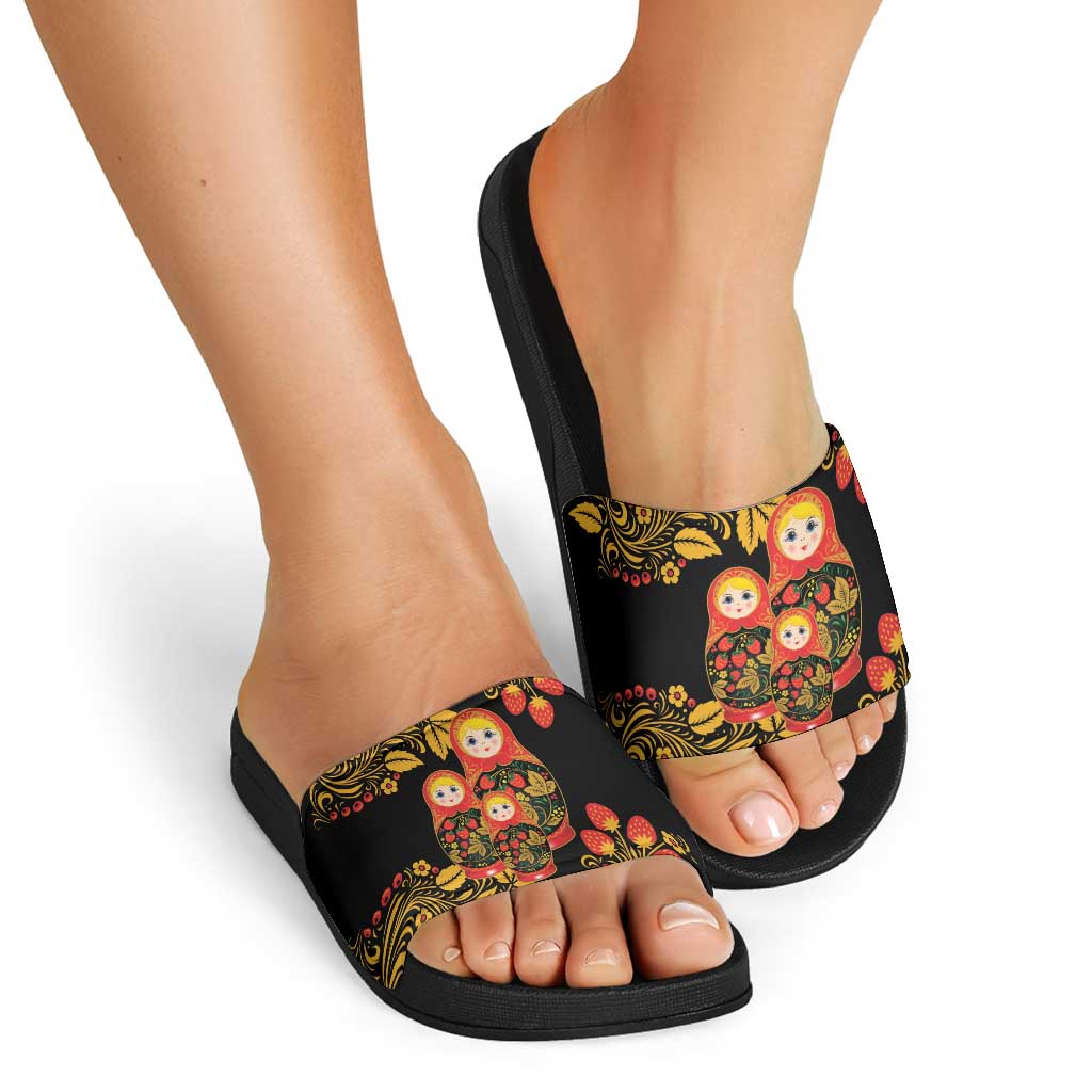 Russian Matryoshka Doll Slide Sandals Khokhloma Patterns LT18