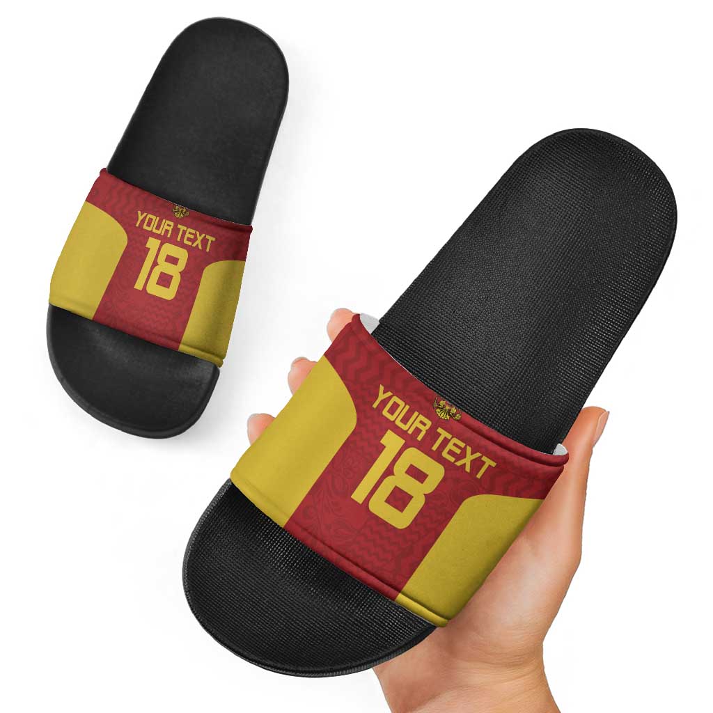 Custom Russia Football Slide Sandals Nashi Parni Khokhloma Style - Red LT18