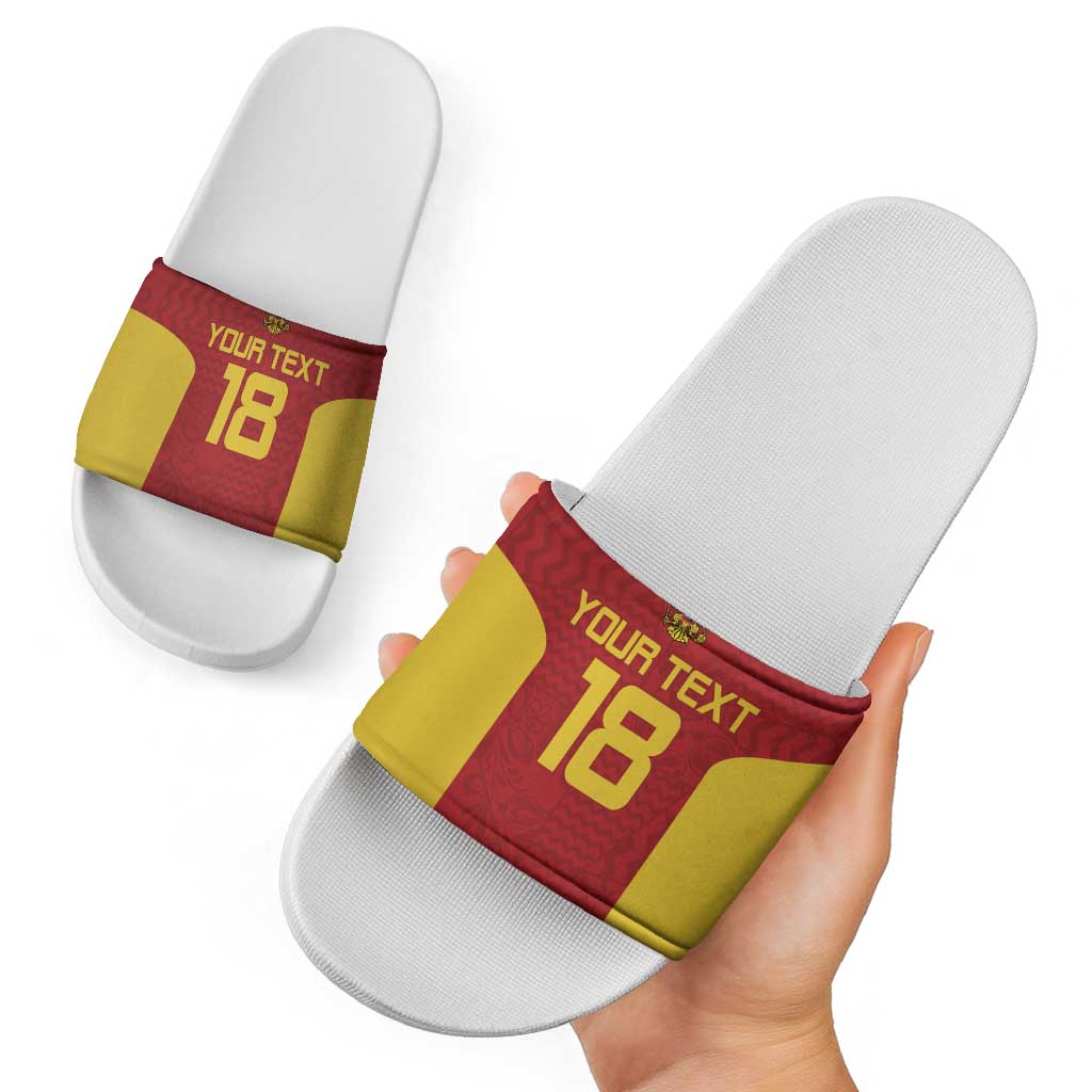 Custom Russia Football Slide Sandals Nashi Parni Khokhloma Style - Red LT18
