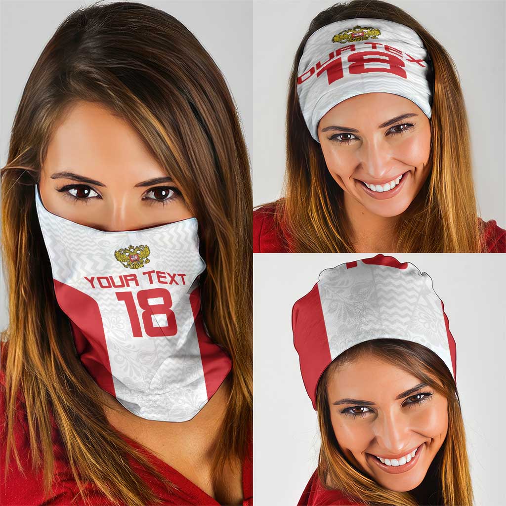 Custom Russia Football Neck Gaiter Nashi Parni Khokhloma Style - White LT18