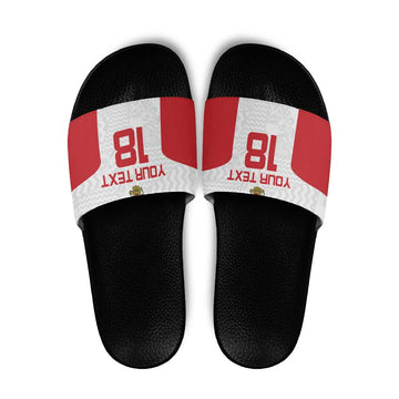 Custom Russia Football Slide Sandals Nashi Parni Khokhloma Style - White LT18