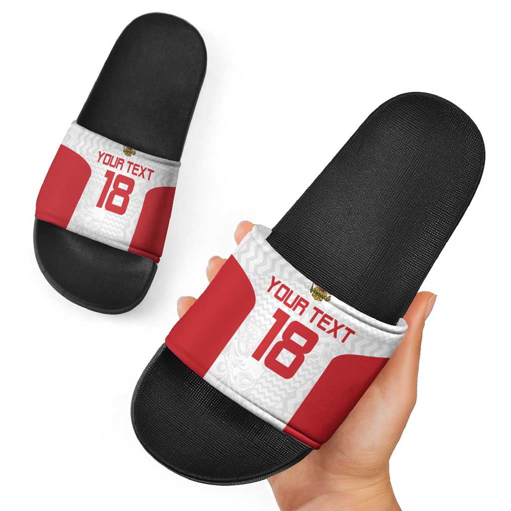 Custom Russia Football Slide Sandals Nashi Parni Khokhloma Style - White LT18