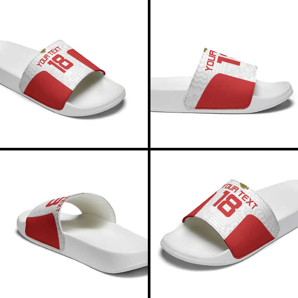 Custom Russia Football Slide Sandals Nashi Parni Khokhloma Style - White LT18
