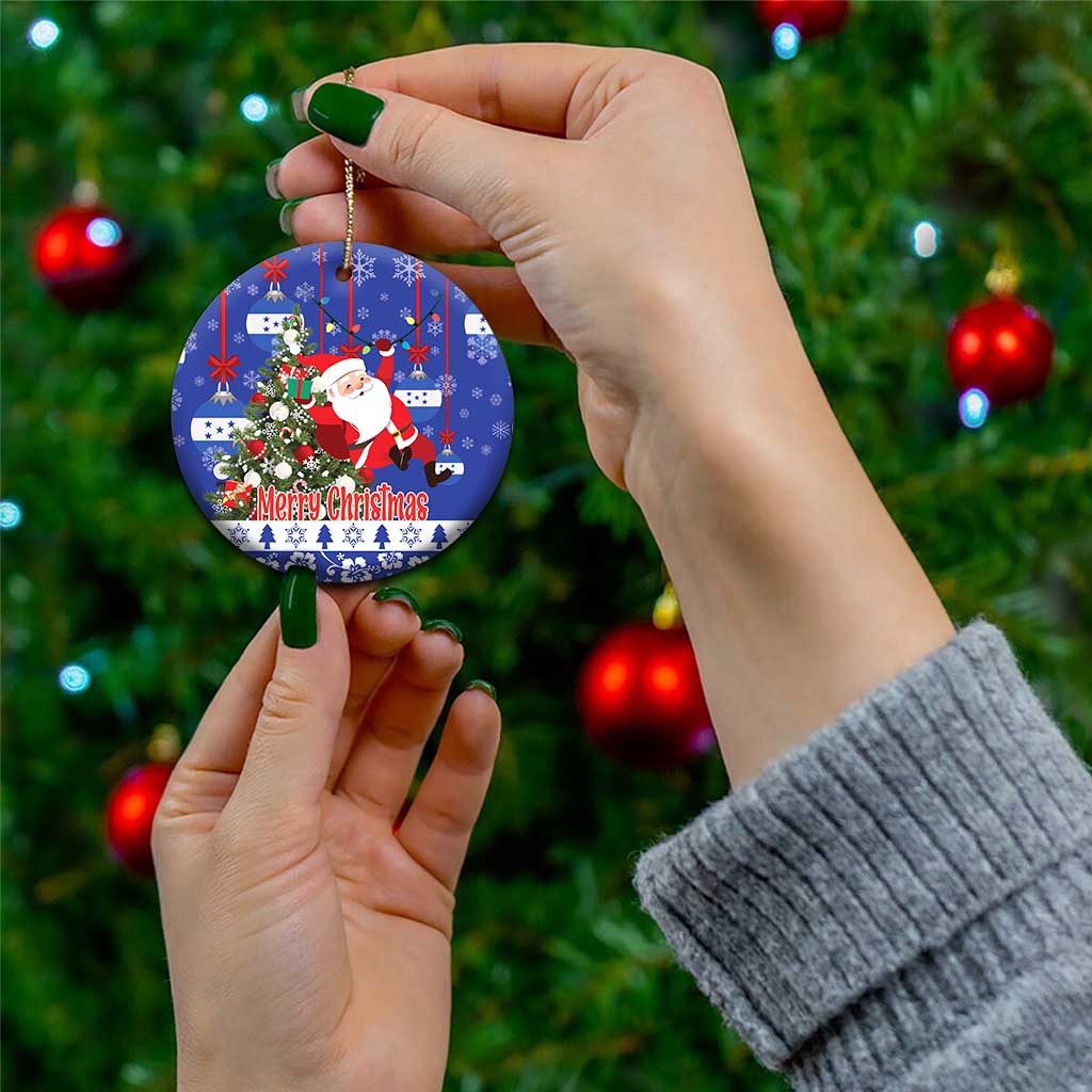 Honduras Santa Claus Christmas Ceramic Ornament Christmas Tree With Flag Background LT18