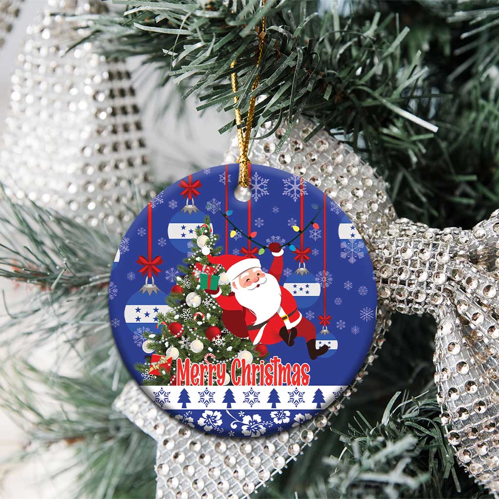 Honduras Santa Claus Christmas Ceramic Ornament Christmas Tree With Flag Background LT18