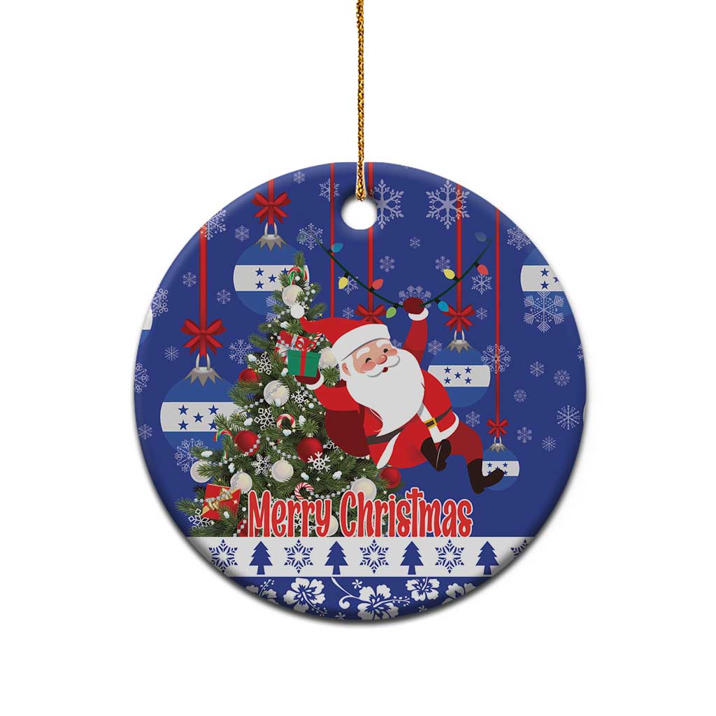 Honduras Santa Claus Christmas Ceramic Ornament Christmas Tree With Flag Background LT18
